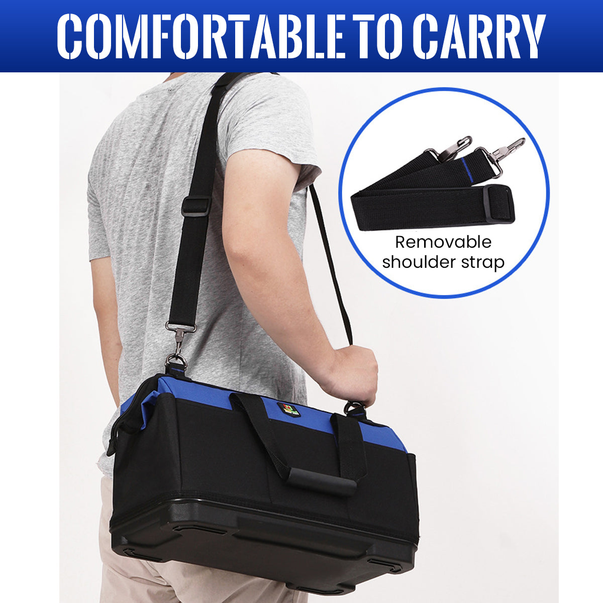 Serplex Tool Bag Travel Tool Bag 19'' Tools Organizer Bag Waterproof Oxford Cloth Tool Handbag Enhanced Wear-resistant Base Design Portable Hardware Tool Bag Organizer for Electricians, Plumbers Serplex Tool Bag Travel Tool Bag 19'' Tools Organizer Bag Waterproof Oxford Cloth Tool Handbag Enhanced Wear-resistant Base Design Portable Hardware Tool Bag Organizer for Electricians, Plumbers